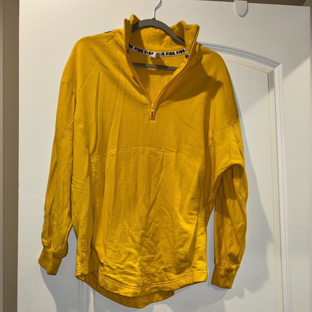 Victoria Secret Pink Yellow Half-Zip Sweater